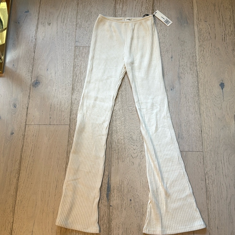 Joah Brown Fitted Mini Flare Pant in Natural Luxe Knit size XS/S NWT